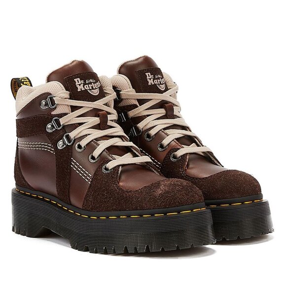 New Women's Doc Dr. Martens Zuma Hiker Leather & Wooly Bully Suede Boots Size 8 - Picture 1 of 5